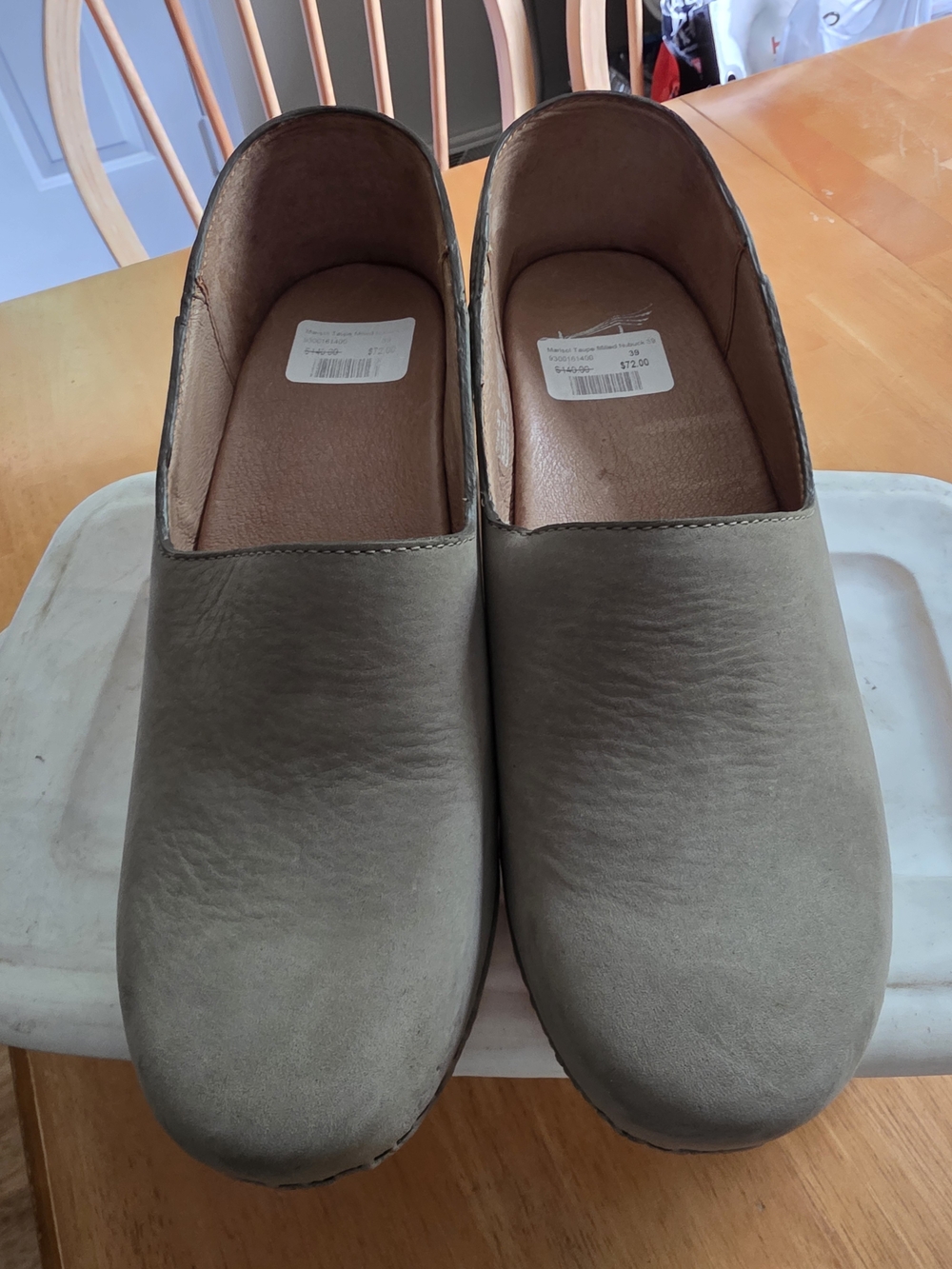 Dansko Taupe Leather Closed-Back Clogs